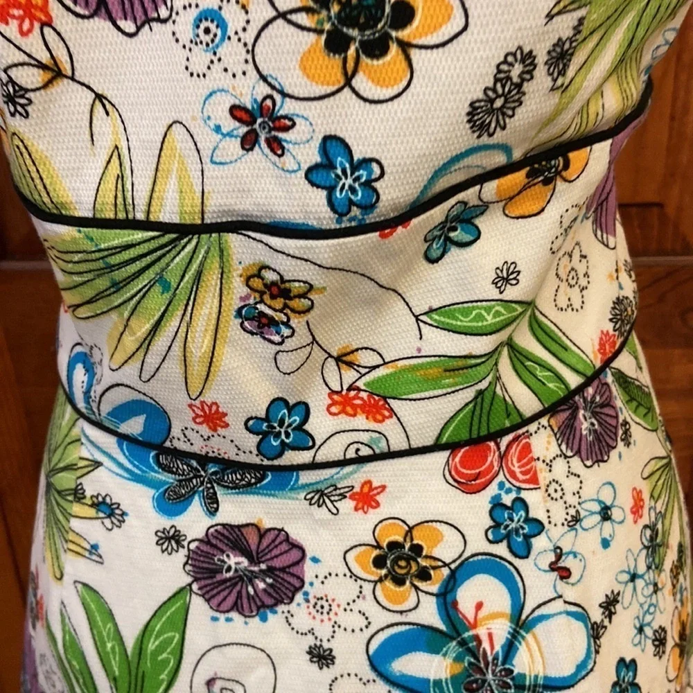 600 West Floral Capped Sleeve Slight Fit & Flare Flare/Summer Dress Casual Sz 8 - Picture 6 of 16